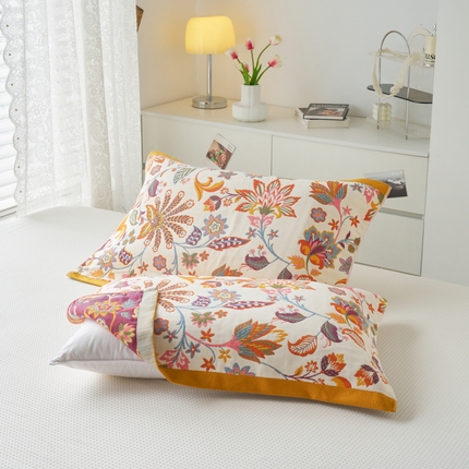 91家纺网 家纺一手货源 找家纺 （总）棠薇家纺 2025新款八层枕巾加厚纱布枕巾花卉系列