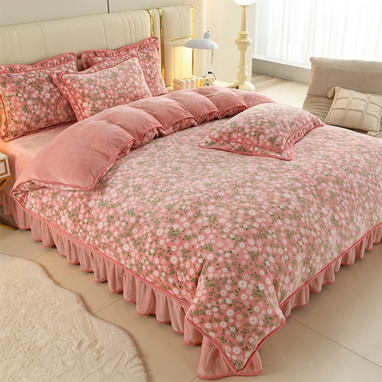 曼尼家纺 2025新款7斤高克重牛奶绒四件套繁花