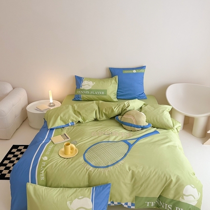 91家纺网 家纺一手货源 找家纺 （总）2024新款100支澳棉纯棉四件套-阳光网球