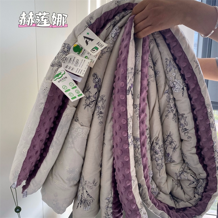 91家纺网 家纺一手货源 找家纺 2025新款秋冬季棉加豆豆绒法式花边款豆豆被被芯赫莲娜