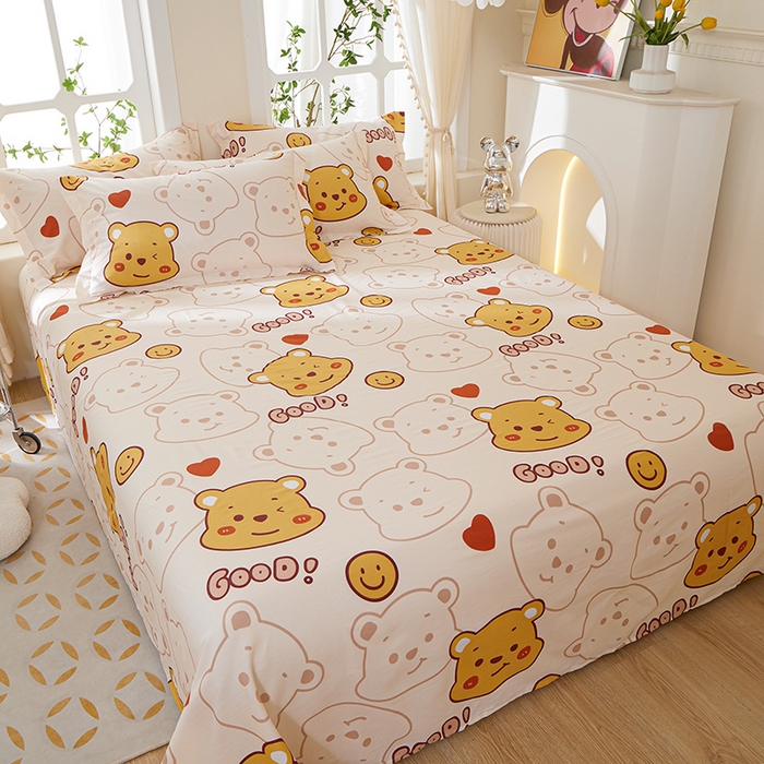 91家纺网 家纺一手货源 找家纺 钰伶 2025新款全棉简约12868纯棉单床单欢乐萌熊A版