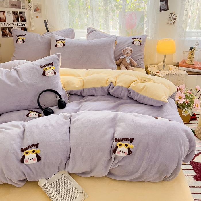 91家纺网 家纺一手货源 找家纺 眠帛家居 2024高克重牛奶绒卡通毛巾绣系列 萌宠