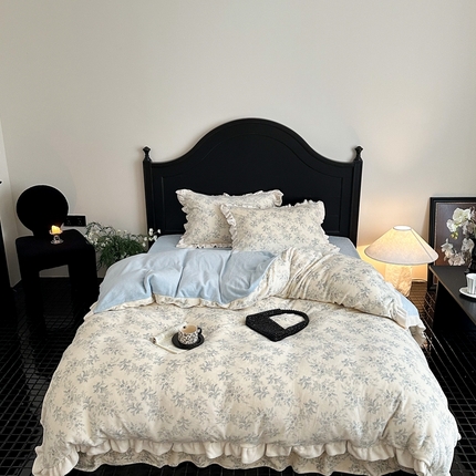 潘朵拉家纺 2024爆款绒法式双层牛奶绒花边四件套 查理德