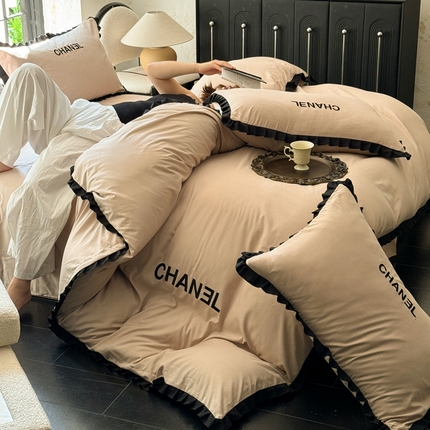 91家纺网 家纺一手货源 找家纺 总仟网汇 2024新款韩版花边刺绣款四件套