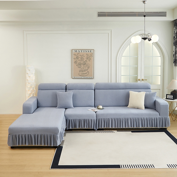 91家纺网 家纺一手货源 找家纺 （总）千彤沙发垫 2024新款拉花绒-全包沙发套-人字纹系列