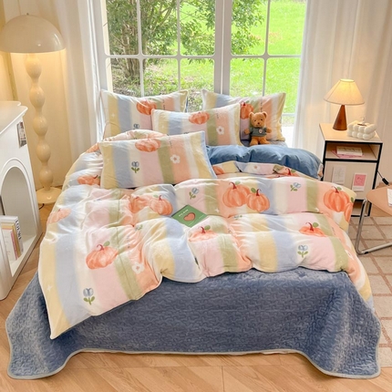 91家纺网 家纺一手货源 找家纺 （总）新印象 2024新款韩式双面牛奶绒床盖四件套