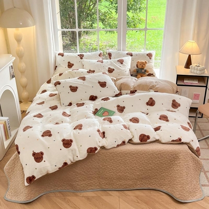 91家纺网 家纺一手货源 找家纺 （总）新印象 2024新款韩式双面牛奶绒床盖四件套