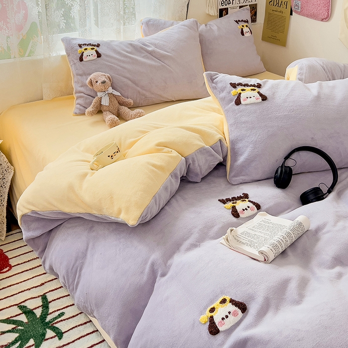 91家纺网 家纺一手货源 找家纺 眠帛家居 2024高克重牛奶绒卡通毛巾绣系列 萌宠