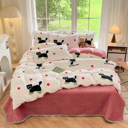 91家纺网 家纺一手货源 找家纺 （总）新印象 2024新款韩式双面牛奶绒床盖四件套