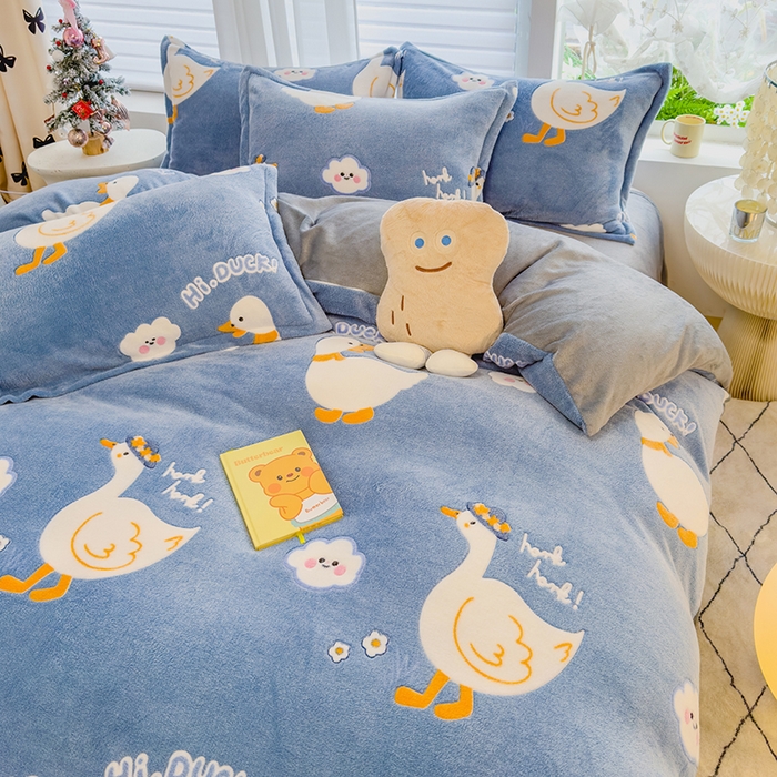 91家纺网 家纺一手货源 找家纺 ME/ERA HOME寐时代 2024新款雪花绒印花四件套 大白鹅