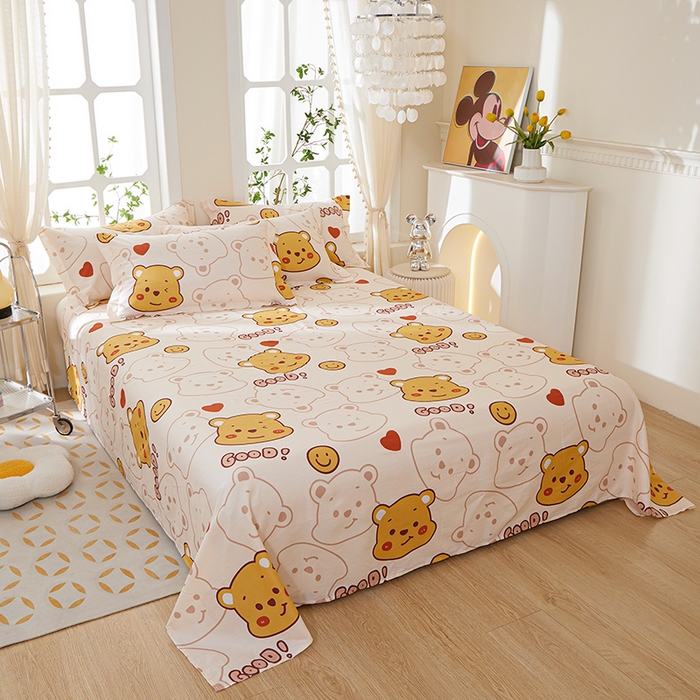 91家纺网 家纺一手货源 找家纺 钰伶 2025新款全棉简约12868纯棉单床单欢乐萌熊A版