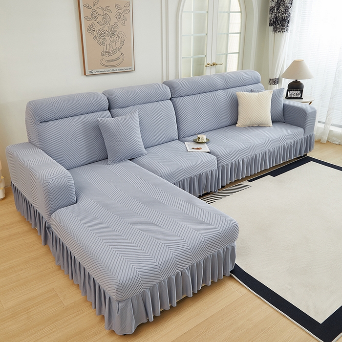 91家纺网 家纺一手货源 找家纺 千彤沙发垫 2024新款拉花绒-全包沙发套-人字纹系列 蓝灰