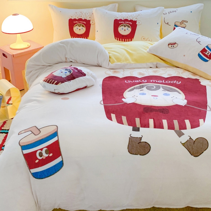 91家纺网 家纺一手货源 找家纺 澳萝拉 2024新款牛奶绒数码印花四件套 爆米花