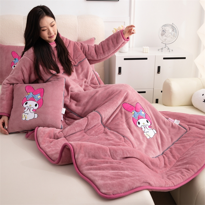 91家纺网 家纺一手货源 找家纺 照世家纺 2024新款卡通三丽鸥懒人抱枕被 美乐蒂