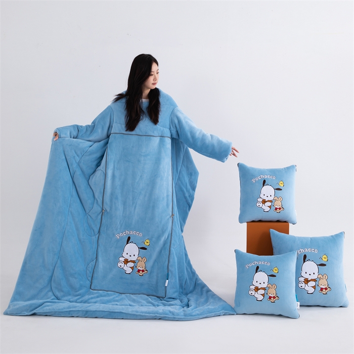 91家纺网 家纺一手货源 找家纺 照世家纺 2024新款卡通三丽鸥懒人抱枕被 帕恰狗