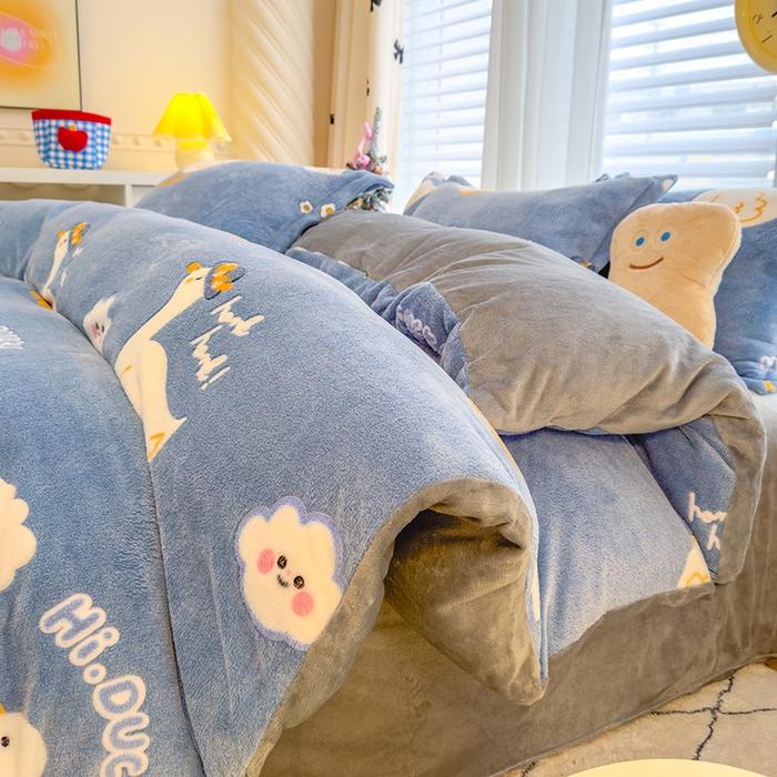 91家纺网 家纺一手货源 找家纺 ME/ERA HOME寐时代 2024新款雪花绒印花四件套 大白鹅