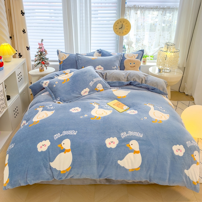 91家纺网 家纺一手货源 找家纺 ME/ERA HOME寐时代 2024新款雪花绒印花四件套 大白鹅