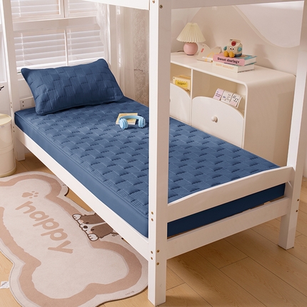 91家纺网 家纺一手货源 找家纺 暖季家纺 2025新款夹棉防水床笠学生款 莱律-宝石蓝