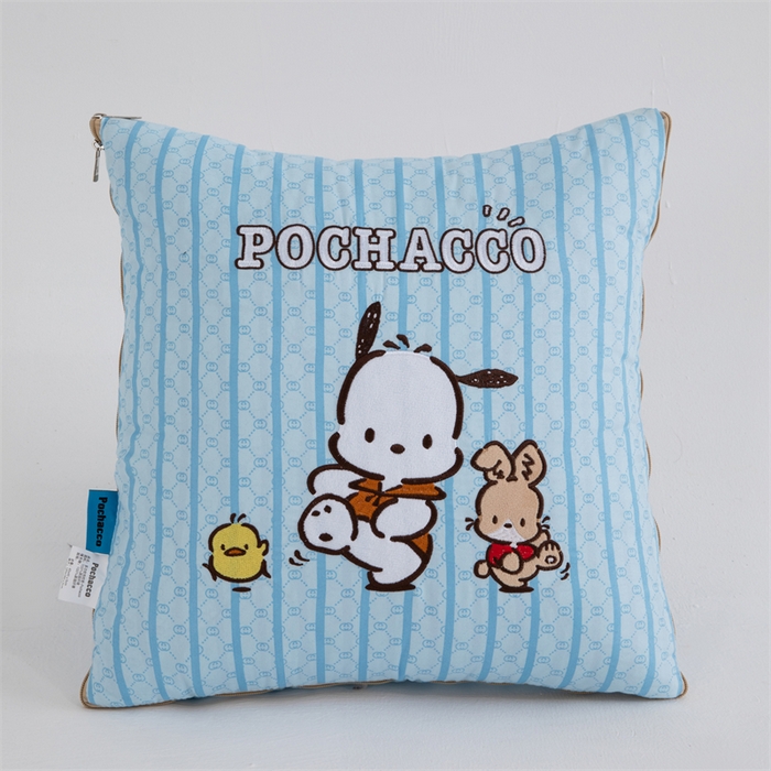 91家纺网 家纺一手货源 找家纺 照世家纺 2024新款亲肤舒适三丽鸥可爱卡通抱枕被 帕恰狗-蓝