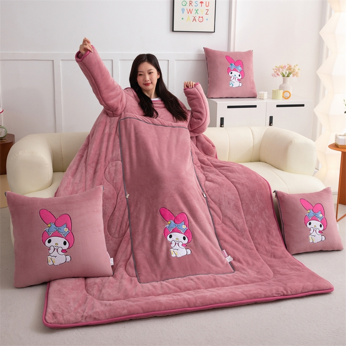 91家纺网 家纺一手货源 找家纺 照世家纺 2024新款卡通三丽鸥懒人抱枕被 美乐蒂