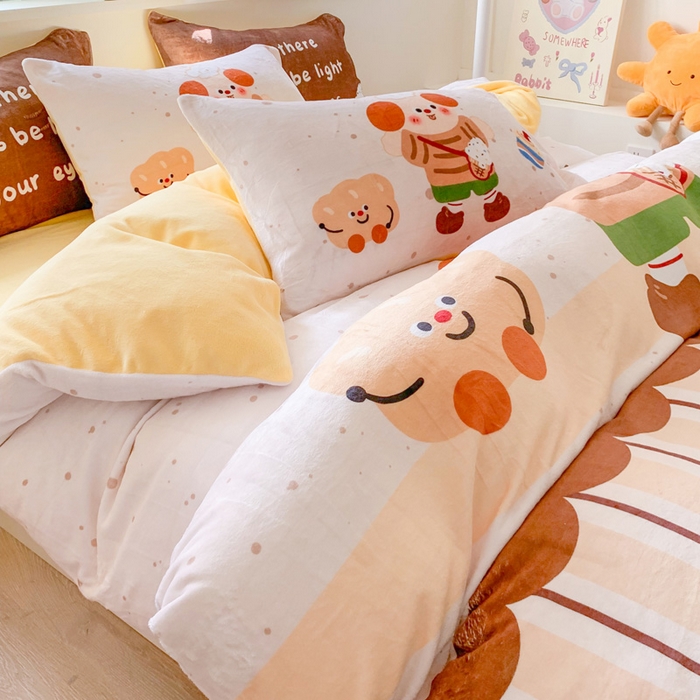 91家纺网 家纺一手货源 找家纺 澳萝拉 2024新款牛奶绒数码印花四件套 焦糖冰淇淋