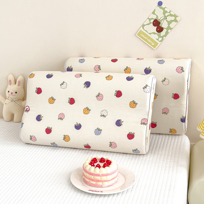 91家纺网 家纺一手货源 找家纺 良佐生活 2024新款A类铂金棉乳胶枕枕套 恋夏草莓