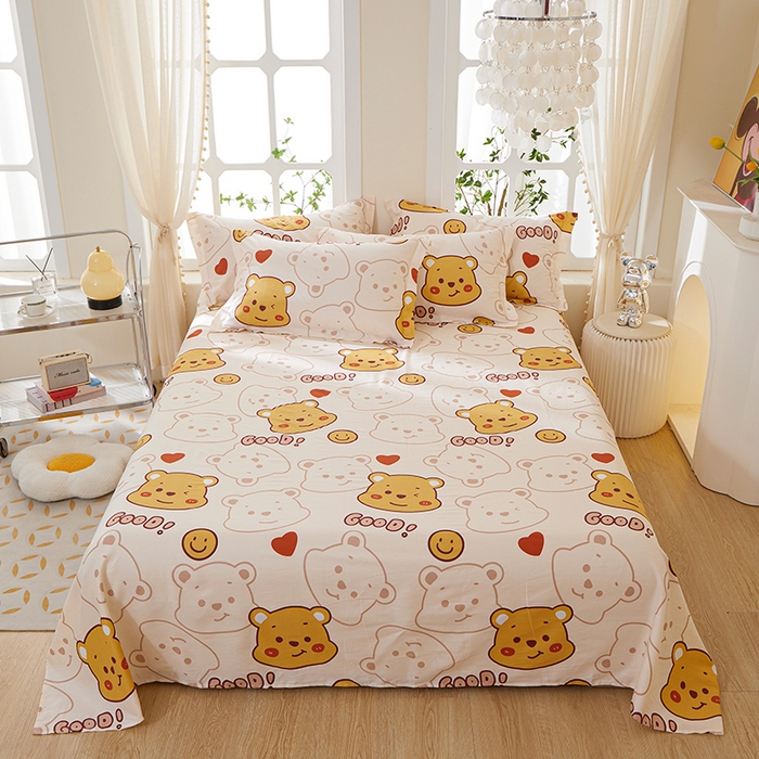 91家纺网 家纺一手货源 找家纺 钰伶 2025新款全棉简约12868纯棉单床单欢乐萌熊A版