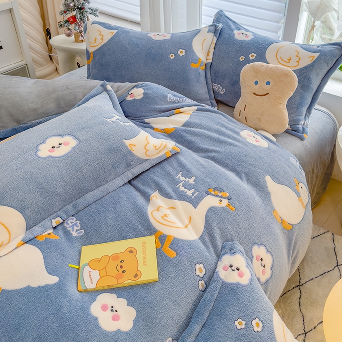 91家纺网 家纺一手货源 找家纺 ME/ERA HOME寐时代 2024新款雪花绒印花四件套 大白鹅