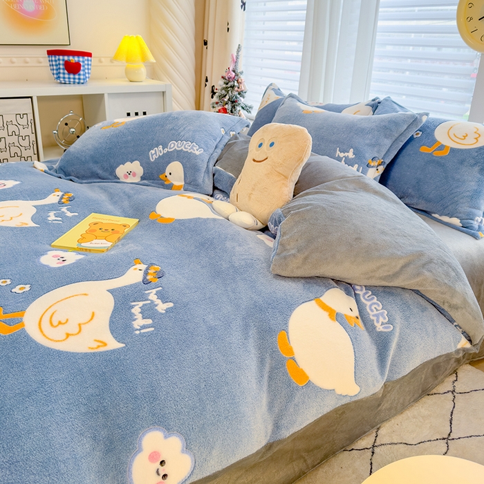 91家纺网 家纺一手货源 找家纺 ME/ERA HOME寐时代 2024新款雪花绒印花四件套 大白鹅