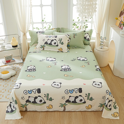 钰伶 2025新款全棉简约12868纯棉单床单熊猫戏水A版