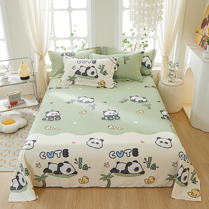 91家纺网 家纺一手货源 找家纺 钰伶 2025新款全棉简约12868纯棉单床单熊猫戏水A版