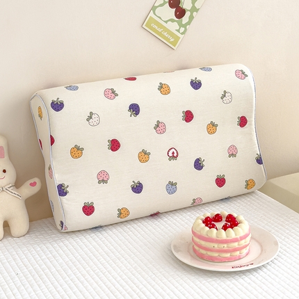 91家纺网 家纺一手货源 找家纺 良佐生活 2024新款A类铂金棉乳胶枕枕套 恋夏草莓