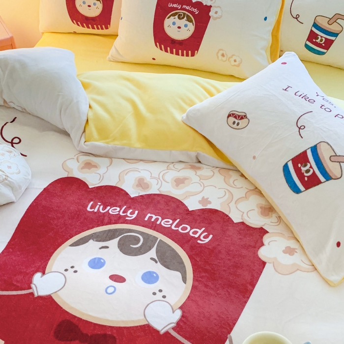 91家纺网 家纺一手货源 找家纺 澳萝拉 2024新款牛奶绒数码印花四件套 爆米花