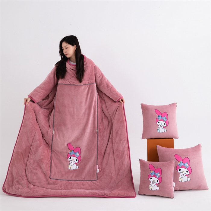 91家纺网 家纺一手货源 找家纺 照世家纺 2024新款卡通三丽鸥懒人抱枕被 美乐蒂