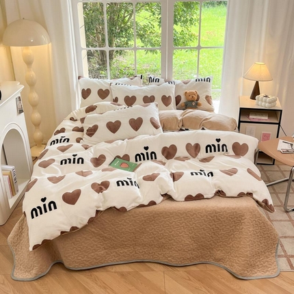 91家纺网 家纺一手货源 找家纺 （总）新印象 2024新款韩式双面牛奶绒床盖四件套