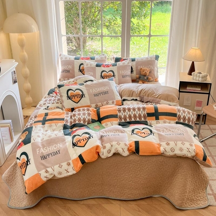 91家纺网 家纺一手货源 找家纺 （总）新印象 2024新款韩式双面牛奶绒床盖四件套