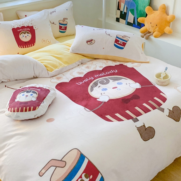 91家纺网 家纺一手货源 找家纺 澳萝拉 2024新款牛奶绒数码印花四件套 爆米花