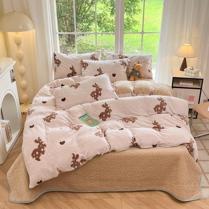 91家纺网 家纺一手货源 找家纺 （总）新印象 2024新款韩式双面牛奶绒床盖四件套