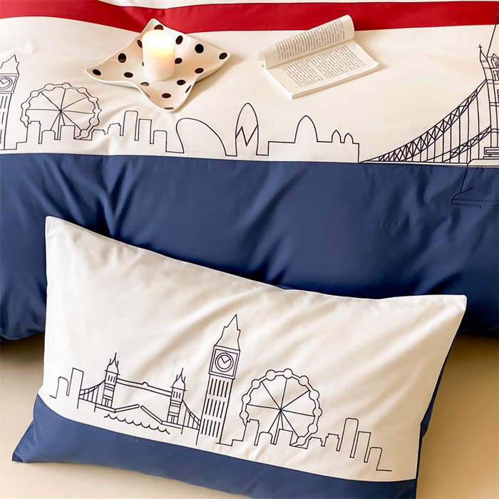 91家纺网 家纺一手货源 找家纺 （总）星野 2024新款100支长绒棉加厚磨毛四件套-英伦风—旅行日志