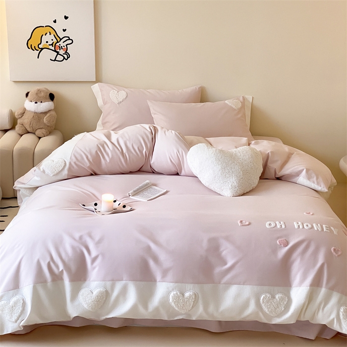 91家纺网 家纺一手货源 找家纺 （总）星野 2024新款陶瓷磨毛四件套-心晴