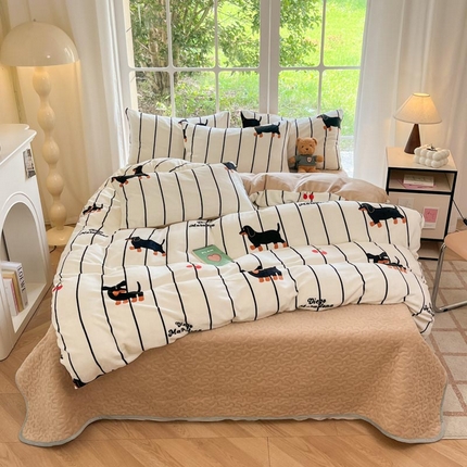 91家纺网 家纺一手货源 找家纺 （总）新印象 2024新款韩式双面牛奶绒床盖四件套