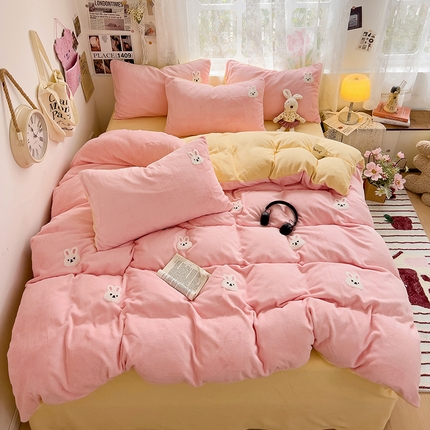 眠帛家居 2024高克重牛奶绒卡通毛巾绣系列 小兔子