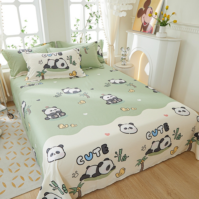 91家纺网 家纺一手货源 找家纺 钰伶 2025新款全棉简约12868纯棉单床单熊猫戏水A版