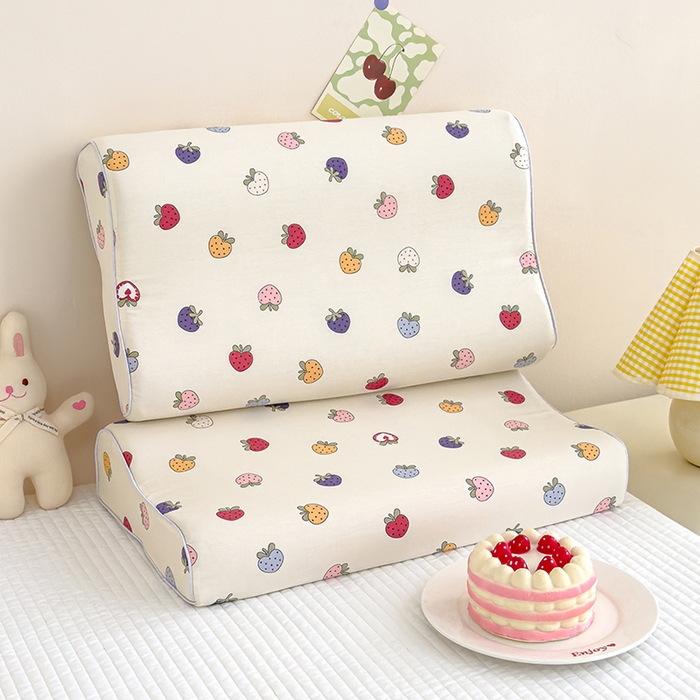 91家纺网 家纺一手货源 找家纺 良佐生活 2024新款A类铂金棉乳胶枕枕套 恋夏草莓