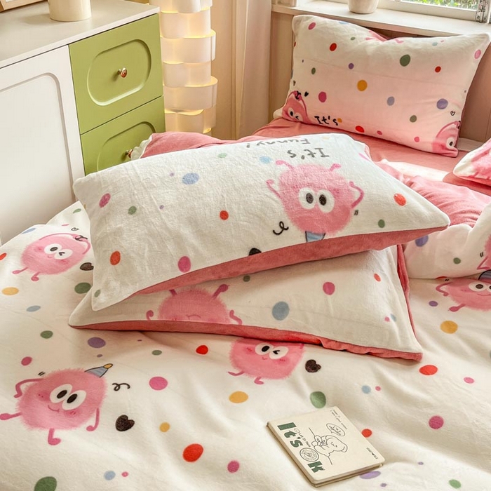 91家纺网 家纺一手货源 找家纺 新印象 2024新款韩式双面牛奶绒床盖四件套 甜甜蜜桃