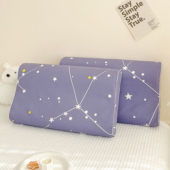 91家纺网 家纺一手货源 找家纺 良佐生活 2024新款A类铂金棉乳胶枕枕套 极星之恋-蓝