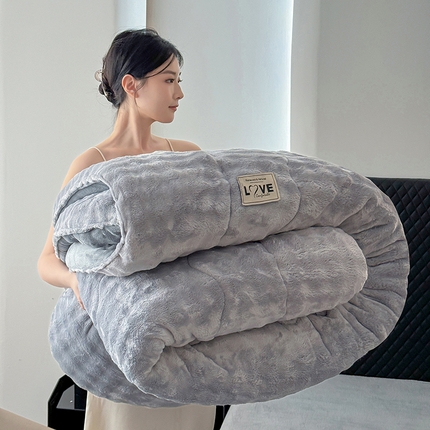 金帛坊 2024新款A类保暖高克重兔绒牛奶绒冬被 高级灰