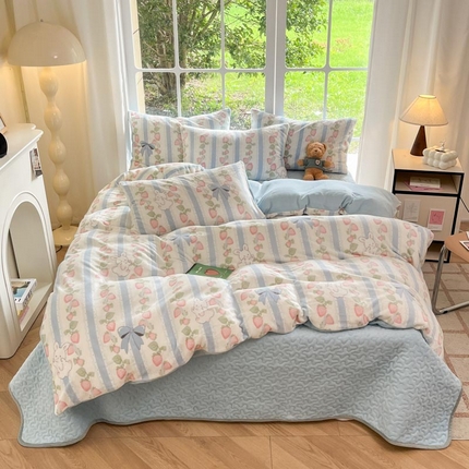 91家纺网 家纺一手货源 找家纺 （总）新印象 2024新款韩式双面牛奶绒床盖四件套