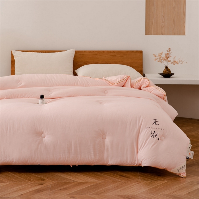 91家纺网 家纺一手货源 找家纺 仁凯家纺 2024新款无染华夫格大豆子母被 拉链二合一 子母被春秋被加厚冬被 双胎被 粉玉