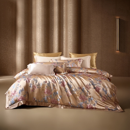 91家纺网 家纺一手货源 找家纺 2025新款色织大提花全真丝桑蚕丝四件套